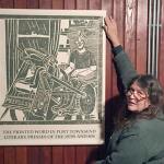 Co-curator Jenny Westdal mounts a display for the Jefferson Museum of Art & History&rsquo;s new exhibit, &ldquo;Printed Word in Port Townsend: Literary Presses of the 1970s and &rsquo;80s.&rdquo;