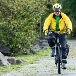 Steve Rose of Sequim cycles on the Olympic Discovery Trail in Port Angeles on Tuesday. (Jesse Major/Peninsula Daily News)