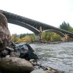 The state Department of Transportation is exploring options for the Elwha River bridge on U.S. Highway 101 west of Port Angeles as the now-wild river continues to eat away at the riverbed under the bridge. (Jesse Major/Peninsula Daily News)