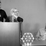 Nicholas K. Geranios (2)/The Associated Press                                Solar Roadways founders Scott Brusaw, left, and Julie Brusaw display a one-third-sized replica of one of their solar pavement panels at a news conference last month in Sandpoint, Idaho, as Sandpoint Mayor Shelby Rognstad looks on at right.