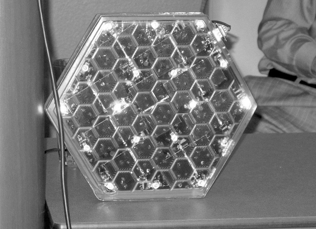 An approximately one-third-sized solar pavement panel, produced by Solar Roadways company, is displayed at a news conference in Sandpoint, Idaho.