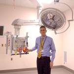 Jefferson Healthcare CEO Mike Glenn stands in the new Emergency Room trauma unit, which will open in the Port Towsend hospital&rsquo;s new building Monday. (Cydney McFarland/Peninsula Daily News)