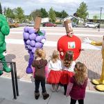 From left, Healthy Community Coalition advocate Bertha Cooper, joins fruits and vegetables Judy Hubers-Brandt (broccoli), Jim Ragan (grapes), Joanne Stewart (apple) and Gayle Selby (banana) at a Sequim-Dungeness Valley Healthy Community Coalition event in April. This October, they partner with the YMCA of Sequim to offer the Ready, Set, Go, 5-2-1-0 Challenge to encourage healthier living. (Michael Dashiell/Olympic Peninsula News Group)