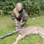 Kylie Bushnell, age 12, bagged this spike in the Black Diamond area near Port Angeles while hunting with her grandfather Jay McIlwain of Port Angeles. It was the first-ever hunting trip for Bushnell, an avid trap shooter.