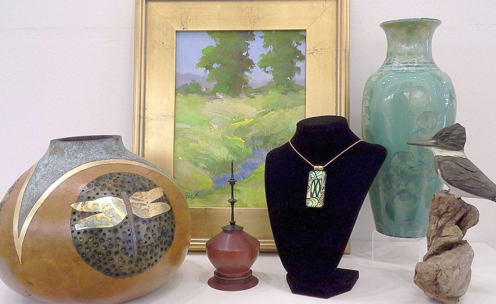 These art pieces by various artists, during Art Walk, will be on display at Blue Whole Gallery, 129 W. Washington St. &mdash; Blue Whole Gallery.