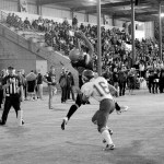 Steve Mullensky/for Peninsula Daily News                                Port Townsend&rsquo;s Detrius Kelsall (10) beats out Port Angeles&rsquo; Easton Joslin for a touchdown reception during a game earlier this season.