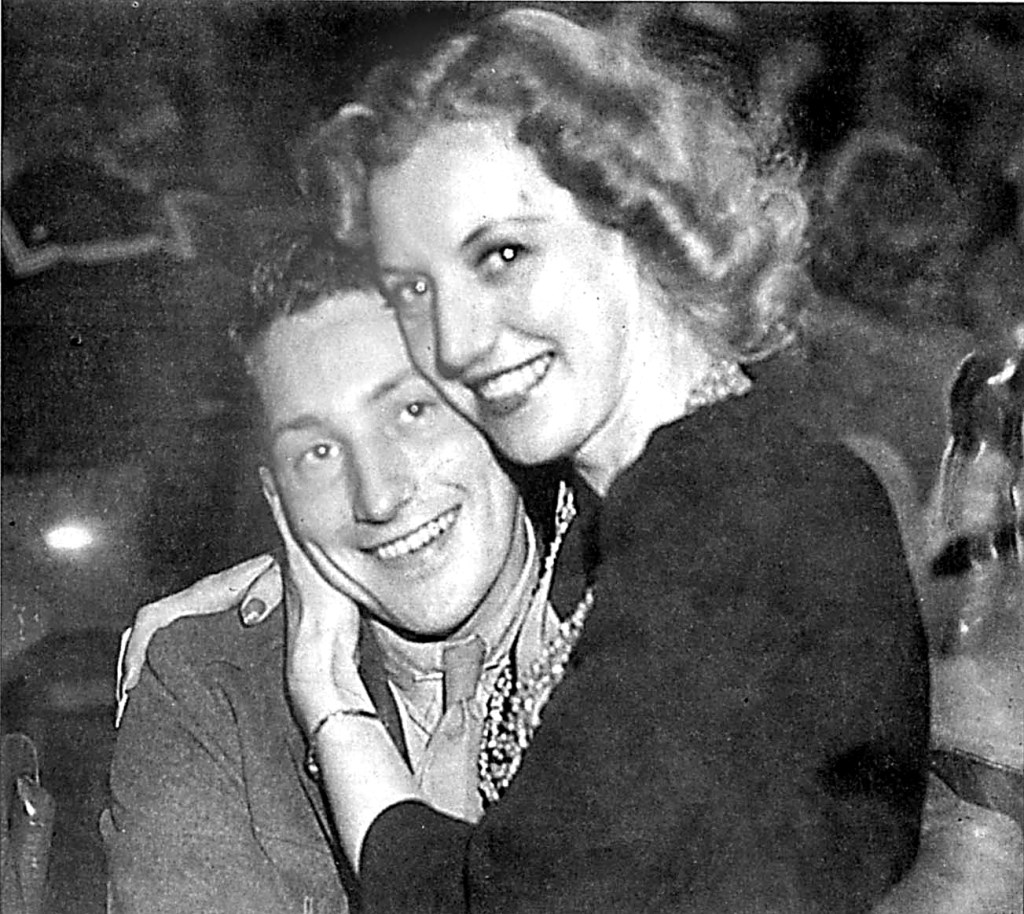 Richard B. Anderson is shown on leave with an unidentified woman before departing for the Marshall Islands during World War II. He died on his first day of combat.