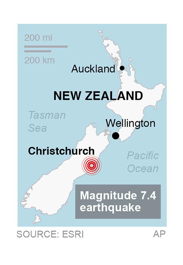 A powerful earthquake struck New Zealand near the city of Christchurch early Monday.