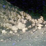 Part of a landslide is seen today along Kaikoura Road about two hours north of Christchurch, New Zealand, after a major earthquake struck the country&rsquo;s South Island. (Angela Morgan/The Associated Press)