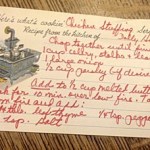 Betsy Wharton/for Peninsula Daily News                                The original recipe card Betsy Wharton&rsquo;s maternal grandmother, Dolly, used for chicken stuffing every Thanksgiving.