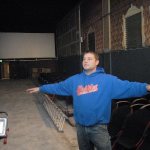 Jacob Oppelt, new owner of the Lincoln Theater in downtown Port Angeles, describes plans to renovate the former moviehouse by turning it into a concert hall and performing arts center. (Keith Thorpe/Peninsula Daily News)