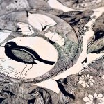 Birds fly across Erica McClain&rsquo;s paintings. (Diane Urbani de la Paz/for Peninsula Daily News)