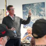 John Wynands, assistant regional administrator for project development for the state Department of Transportation, tells of seven possibilities for the Elwha River bridge on U.S. Highway 101 during a special Forks City Council meeting Wednesday. (Jesse Major/Peninsula Daily News)