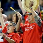 The Associated Press                                Neah Bay fans cheer and play a traditional drum during the first half of the Washington Div. 1B high school football championship against Odessa-Harrington Saturday at the Tacoma Dome.