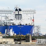 The Polar Resolution, an oil tanker from Long Beach, Calif., moors Thursday at the Port of Port Angeles-owned Terminal 1, where $4.9 million in improvements were recently completed. (Jesse Major/Peninsula Daily News)