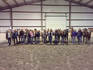This year&rsquo;s Sequim High School equestrian team members are Faith Haggie, Grace Niemeyer, Emelie Fürste, Amy Tucker, Christina Williams, Miranda Williams, Yana Hoesel, Amanda Murphy, Sydney Balkan, Abi Payseno, Madi Murphy and Lilly Thomas. The girls are show at a training session at Freedom Farm in Port Angeles. (Katie Solomon-Newton)