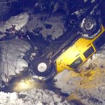 A Jeep Wrangler slid off Black Diamond Road late Friday afternoon. No one was hurt, fire department officials said. (Clallam County Fire District No. 2)