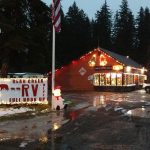 The Hungry Bear Cafe is a cheerful sight on the dark drive to Forks. (Zorina Barker/for Peninsula Daily News)