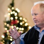 Doc Robinson, director of Serenity House of Clallam County, speaks during the Port Angeles Chamber of Commerce luncheon Wednesday. (Jesse Major/Peninsula Daily News)