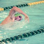 Patty Reifenstahl Port Angeles&rsquo; Karsten Hertzog swims his leg of the 4x100 Relay against North Kitsap at William Shore Memorial Pool.