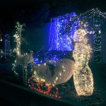A light display shines in a Sequim yard. (Michael Dashiell/Olympic Peninsula News Group)