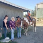 Aidan Bentley Johnstad won this year&rsquo;s Washington State Horsemen Leadline State Championship. Johnstad comes from a family of WSH top competitors. From left are aunt Lisa Hopper, grandma Terri Winters, aunt Tina Johnson and Aidan sits astride Johnson&rsquo;s horse Reba. (Tim Johnson)