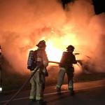 A Port Townsend man was uninjured when his car caught fire Thursday night. (Bill Beezley/East Jefferson Fire Rescue)