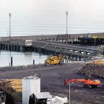 The Port of Port Angeles Terminal 3 &ldquo;t-pier&rdquo; sits empty awaiting the next cargo ship to take on logs. (Keith Thorpe/Peninsula Daily News)