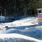 Snow blankets the Port Angeles BMX track at L Street and Lauridsen Boulevard near Lincoln Park on Wednesday. (Keith Thorpe/Peninsula Daily News)