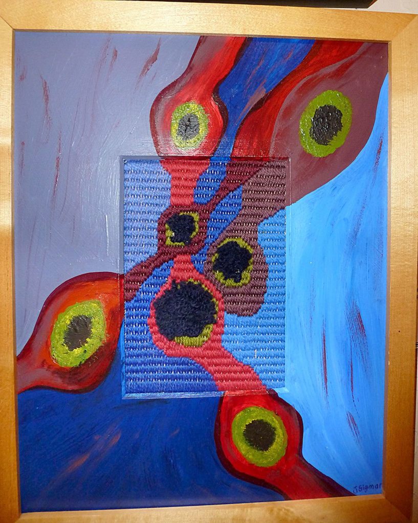 Jean Sigmar&rsquo;s mixed media artwork will be displayed Saturday in Port Angeles during Second Weekend Art Walk.