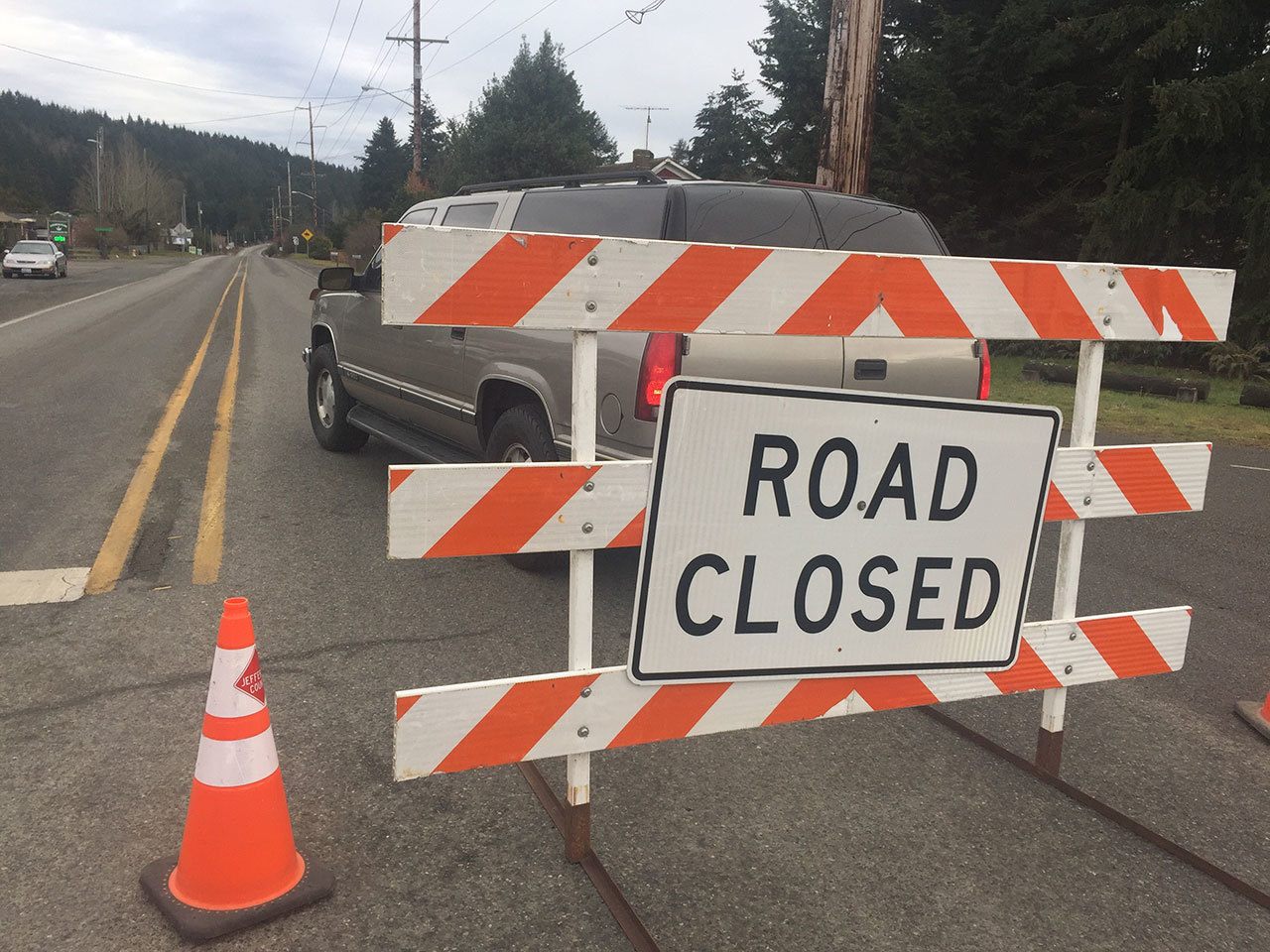All lanes of state Highway 19 were closed much of Friday for a multi-vehicle wreck near milepost 3. (Cydney McFarland/Peninsula Daily News)