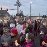 Matthew Nash/Olympic Peninsula News Group                                People gather last Saturday at the southeast corner of Washington Street and Sequim Avenue for women&rsquo;s rights. Organizers estimate more than 100 people attended.