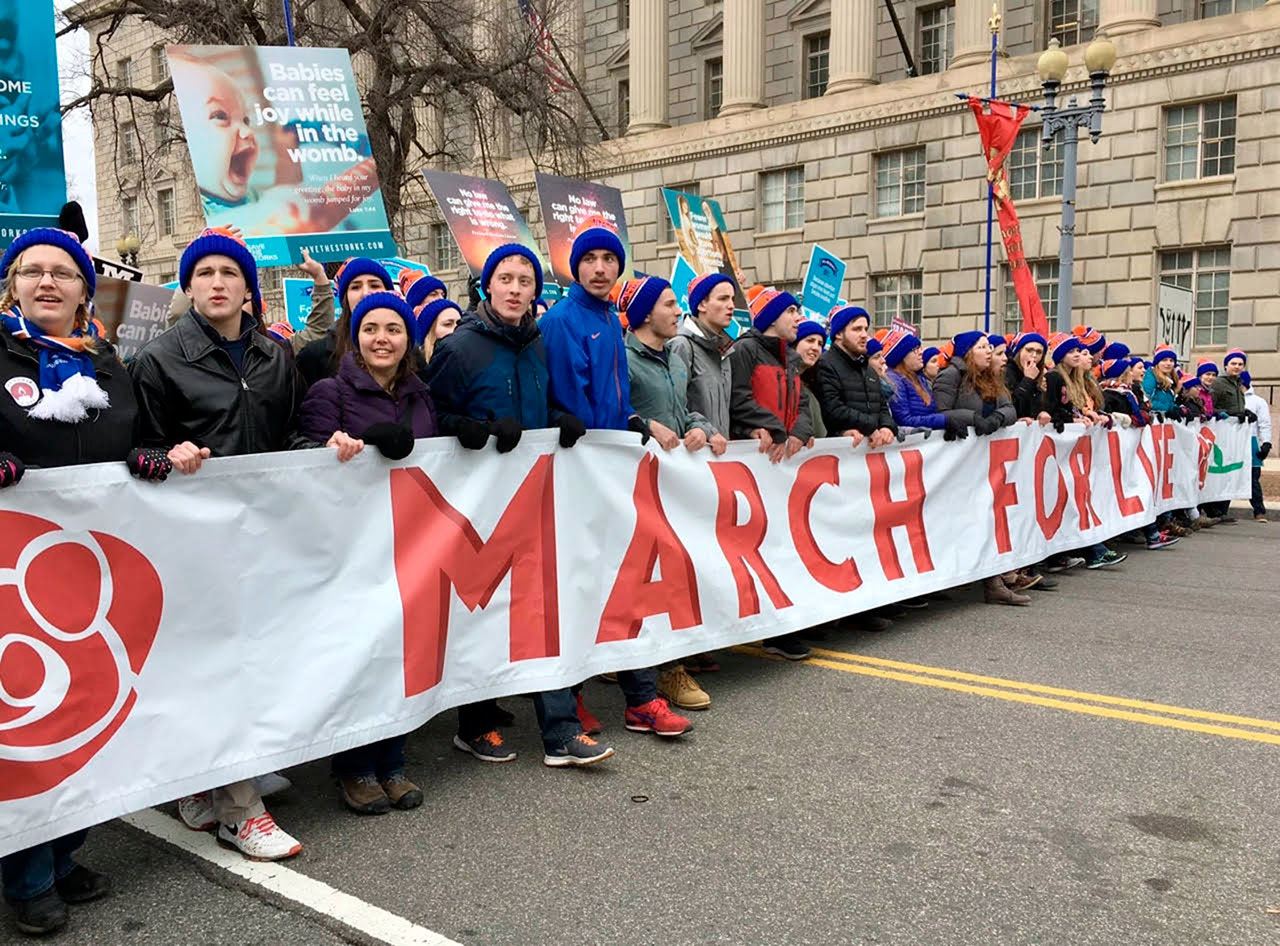 Erin Henninger of Sequim is pictured at far left as she participates in the March for Life rally in Washington, D.C.