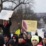 Anti-abortion activists march up Constitution Avenue en route to the Supreme Court in Washington, D.C., on Friday during the 44th annual March for Life. (Carolyn Kaster/The Associated Press)