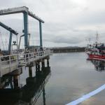 This Port of Port Townsend boat lift broke while attempting to lower a boat into the Boat Haven Marina on Monday morning. (Cydney McFarland/Peninsula Daily News)
