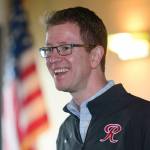 U.S. Rep. Derek Kilmer, D-Gig Harbor, speaks to the Port Angeles Downtown Association on Saturday. (Jesse Major/Peninsula Daily News)