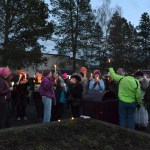 People gather last Saturday at the southeast corner of Washington Street and Sequim Avenue for women&rsquo;s rights. Organizers estimate more than 100 people attended. (Matthew Nash/Olympic Peninsula News Group)