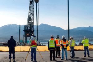 Pile-driving begins for Navy pier project at Ediz Hook