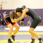 Matthew Nash/Olympic Peninsula News Group                                Veda Dosey of Port Townsend wrestles Peninsula&rsquo;s Jasmine Ouanlavong at 140 pounds in the consolation bracket on Feb. 4, in SequimHigh School. Dosey earned a spot at regionals on Feb. 10-11 at Decatur High School in Federal Way.