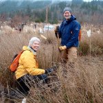 Volunteer Charlie Kaneski and Northwest Watershed Institute board member Liz Hoenig-Kaneski helping out at the event.
