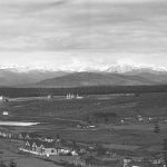 Jefferson County Historical Society                                The view toward the mountains in 1902 shows the Eisenbeis Hotel, Eisenbeis residence and, in the center, St. John&rsquo;s Hospital at 651 Cleveland St. in Port Townsend.