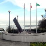 A memorial to public safety personnel, which includes a steel beam retrieved from the site of the World Trade Center in New York, sits as a centerpiece at Francis Street Park in Port Angeles. (Keith Thorpe/Peninsula Daily News)