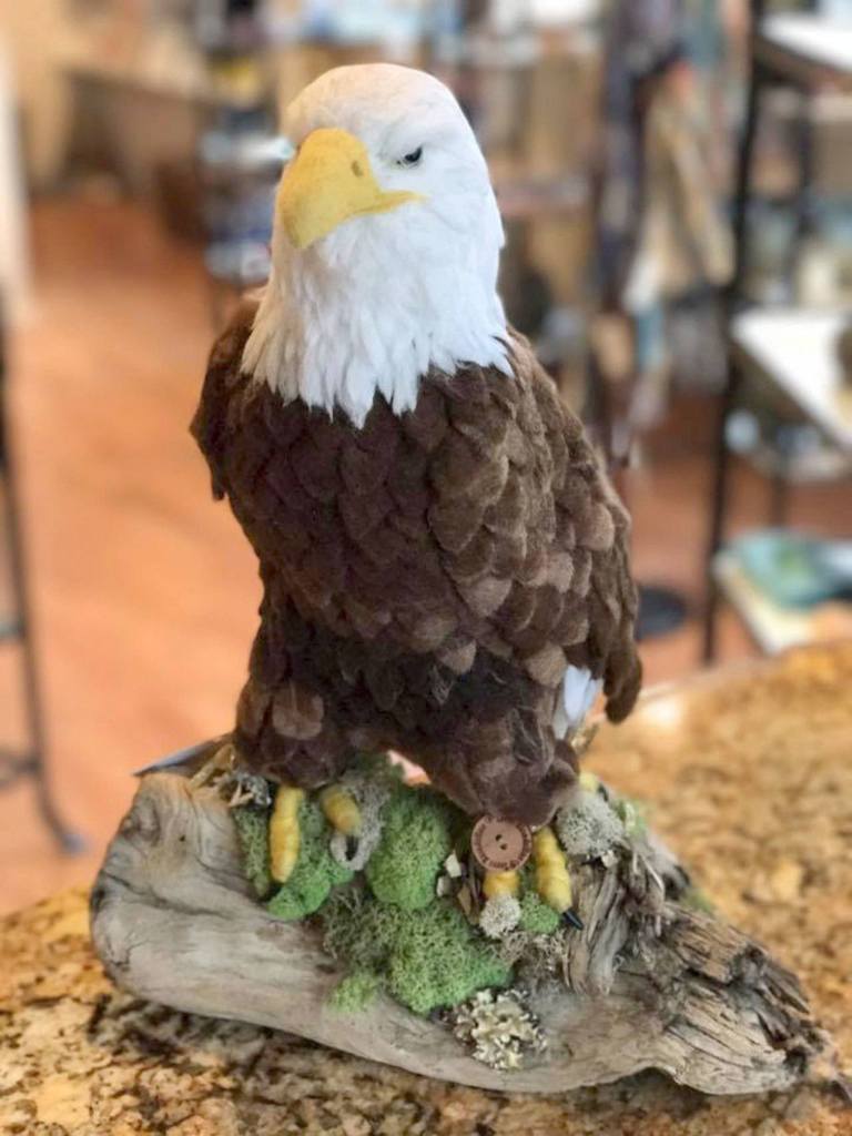 Terri Biondolino&rsquo;s felt animals are featured at the Harbor Art Gallery.