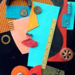 A portrait of an artist assemblage by Karin Anderson.