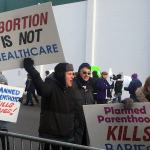 Abortion opponents rally outside Planned Parenthood in St. Paul, Minn., on Saturday. (Jeff Baenen/The Associated Press)