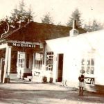 The gas station at the Fairway Grocery and Service Station on Lake Farm Road and East U.S. Highway 101 is shown in the 1940s. (Bill Payne)
