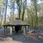 Olympic National Park plans to keep the picnic shelter at the former Elwha Campground and has already removed most of the other infrastructure in the now-shuttered campground. (Jesse Major/Peninsula Daily News)
