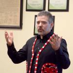 Jamestown S&rsquo;Klallam tribal council member Kurt Grinnell was one of two people who spoke in favor of naming the new school after S&rsquo;Klallam chief Chetzemoka at a special Port Townsend School Board meeting Monday. (Cydney McFarland/Peninsula Daily News)