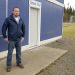 East Jefferson Little League director Kenny Yingling stands outside the league&rsquo;s snack shop, which was broken into twice in December. Yingling and community members have been able to clean up most of the mess in time for baseball season. (Cydney McFarland/Peninsula Daily News)