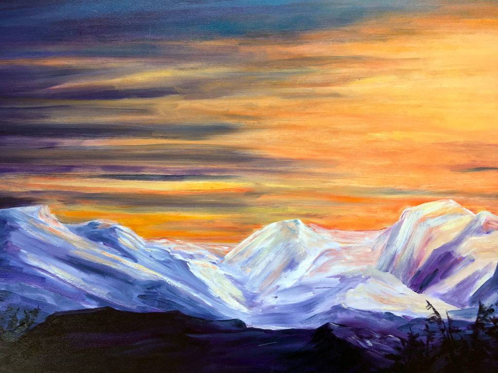 &ldquo;Oh What A Sunset,&rdquo; painted by Ann Arscott, will be displayed at Gallery 9 on Saturday during the Port Townsend Gallery Walk.
